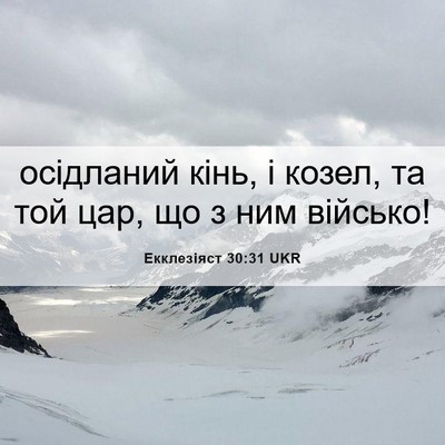 Picture 06 - Екклезіяст 30:31 UKR - осідланий кінь, і козел, та - Bible Verse Picture