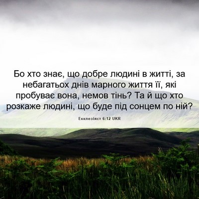 Picture 06 - Екклезіяст 6:12 UKR - Бо хто знає, що добре - Bible Verse Picture