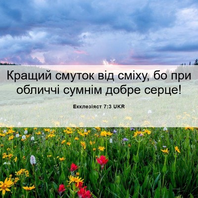 Picture 06 - Екклезіяст 7:3 UKR - Кращий смуток від сміху, бо - Bible Verse Picture