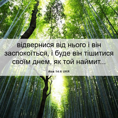 Picture 06 - Йов 14:6 UKR - відвернися від нього і він - Bible Verse Picture