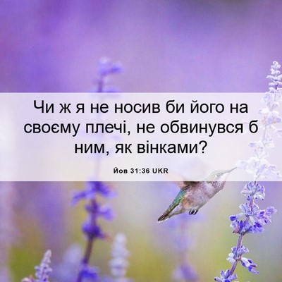 Picture 06 - Йов 31:36 UKR - Чи ж я не носив би його на - Bible Verse Picture