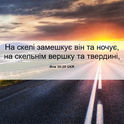 Picture 06 - Йов 39:28 UKR - На скелі замешкує він та - Bible Verse Picture