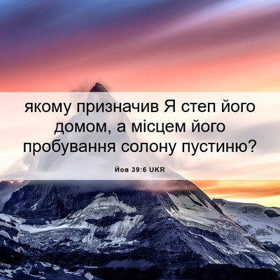Picture 06 - Йов 39:6 UKR - якому призначив Я степ - Bible Verse Picture