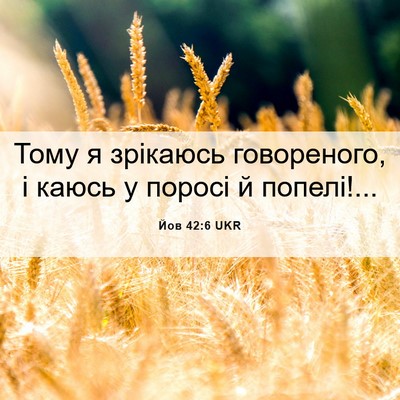 Picture 06 - Йов 42:6 UKR - Тому я зрікаюсь - Bible Verse Picture
