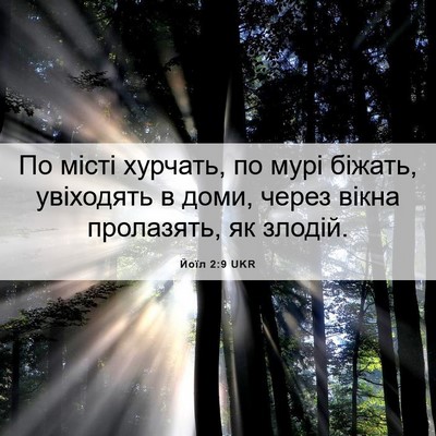Picture 06 - Йоїл 2:9 UKR - По місті хурчать, по мурі - Bible Verse Picture