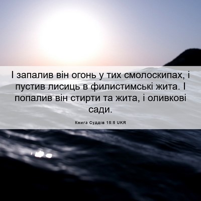Picture 06 - Книга Суддів 15:5 UKR - І запалив він огонь у тих - Bible Verse Picture