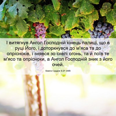 Picture 06 - Книга Суддів 6:21 UKR - І витягнув Ангол Господній - Bible Verse Picture
