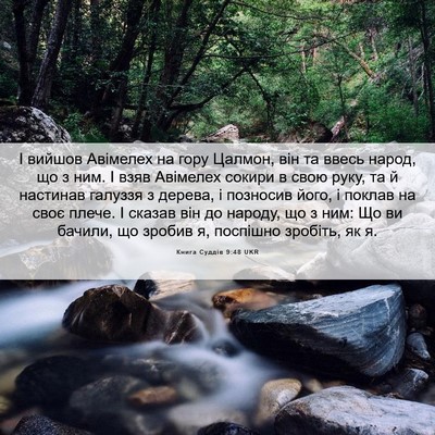Picture 06 - Книга Суддів 9:48 UKR - І вийшов Авімелех на гору - Bible Verse Picture