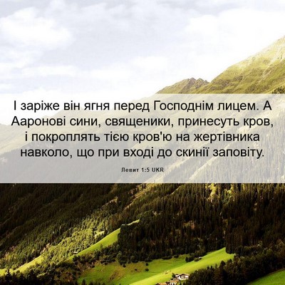 Picture 06 - Левит 1:5 UKR - І заріже він ягня перед - Bible Verse Picture