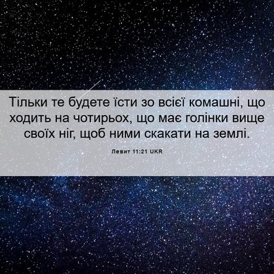 Picture 06 - Левит 11:21 UKR - Тільки те будете їсти зо - Bible Verse Picture
