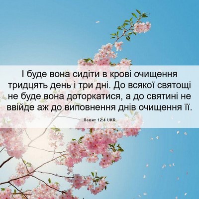 Picture 06 - Левит 12:4 UKR - І буде вона сидіти в крові - Bible Verse Picture