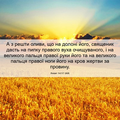 Picture 06 - Левит 14:17 UKR - А з решти оливи, що на - Bible Verse Picture