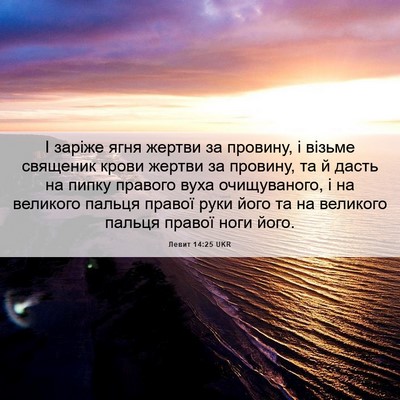 Picture 06 - Левит 14:25 UKR - І заріже ягня жертви за - Bible Verse Picture