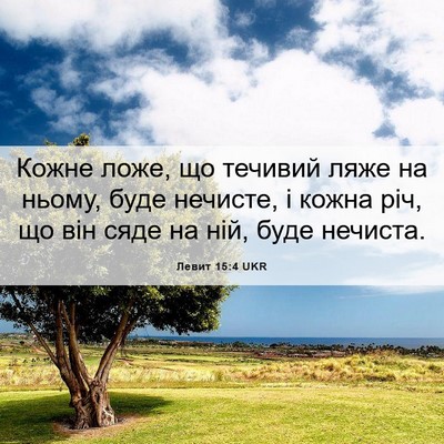 Picture 06 - Левит 15:4 UKR - Кожне ложе, що течивий ляже - Bible Verse Picture