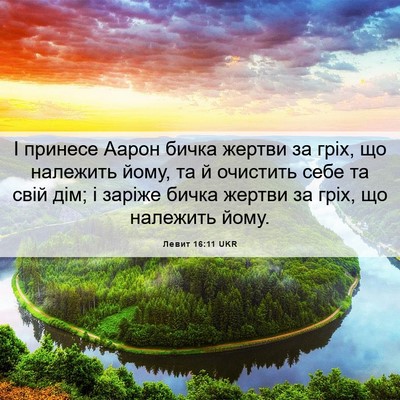 Picture 06 - Левит 16:11 UKR - І принесе Аарон бичка - Bible Verse Picture