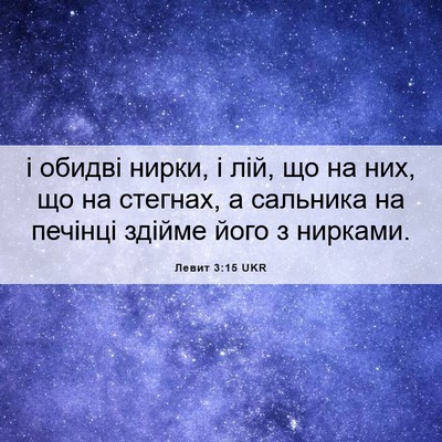 Picture 06 - Левит 3:15 UKR - і обидві нирки, і лій, що на - Bible Verse Picture