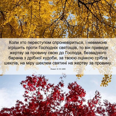 Picture 06 - Левит 5:15 UKR - Коли хто переступом - Bible Verse Picture