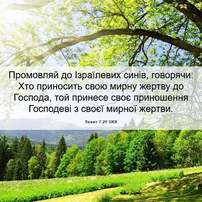 Picture 06 - Левит 7:29 UKR - Промовляй до Ізраїлевих - Bible Verse Picture