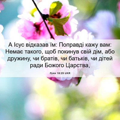 Picture 06 - Луки 18:29 UKR - А Ісус відказав їм: - Bible Verse Picture