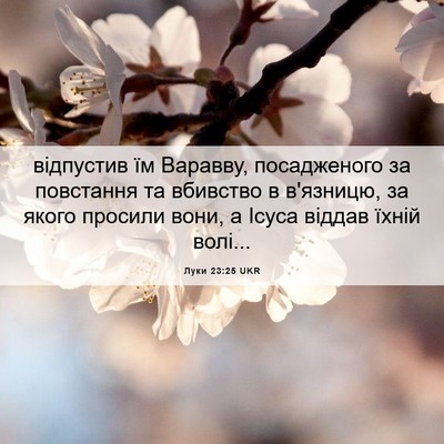 Picture 06 - Луки 23:25 UKR - відпустив їм Варавву, - Bible Verse Picture