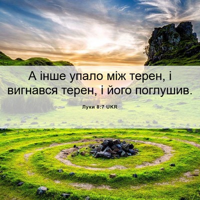 Picture 06 - Луки 8:7 UKR - А інше упало між терен, і - Bible Verse Picture
