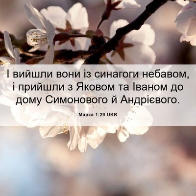 Picture 06 - Марка 1:29 UKR - І вийшли вони із синагоги - Bible Verse Picture