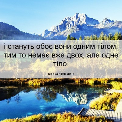 Picture 06 - Марка 10:8 UKR - і стануть обоє вони одним - Bible Verse Picture