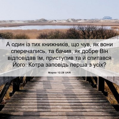 Picture 06 - Марка 12:28 UKR - А один із тих книжників, що - Bible Verse Picture