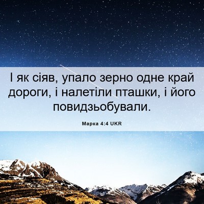 Picture 06 - Марка 4:4 UKR - І як сіяв, упало зерно одне - Bible Verse Picture