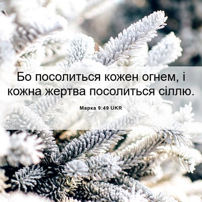 Picture 06 - Марка 9:49 UKR - Бо посолиться кожен огнем, - Bible Verse Picture