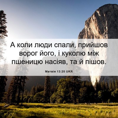 Picture 06 - Матвія 13:25 UKR - А коли люди спали, прийшов - Bible Verse Picture