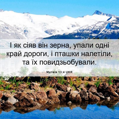 Picture 06 - Матвія 13:4 UKR - І як сіяв він зерна, упали - Bible Verse Picture