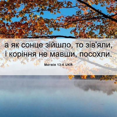 Picture 06 - Матвія 13:6 UKR - а як сонце зійшло, то - Bible Verse Picture