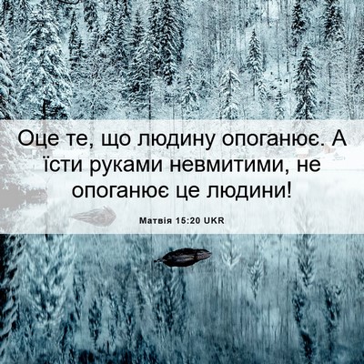 Picture 06 - Матвія 15:20 UKR - Оце те, що людину опоганює. - Bible Verse Picture