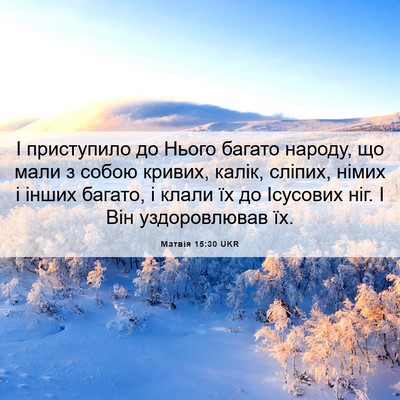 Picture 06 - Матвія 15:30 UKR - І приступило до Нього - Bible Verse Picture