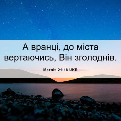 Picture 06 - Матвія 21:18 UKR - А вранці, до міста - Bible Verse Picture
