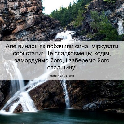 Picture 06 - Матвія 21:38 UKR - Але винарі, як побачили - Bible Verse Picture