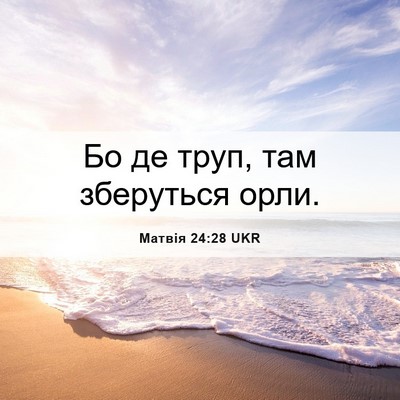 Picture 06 - Матвія 24:28 UKR - Бо де труп, там зберуться - Bible Verse Picture