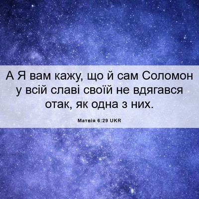 Picture 06 - Матвія 6:29 UKR - А Я вам кажу, що й сам - Bible Verse Picture