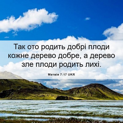 Picture 06 - Матвія 7:17 UKR - Так ото родить добрі плоди - Bible Verse Picture