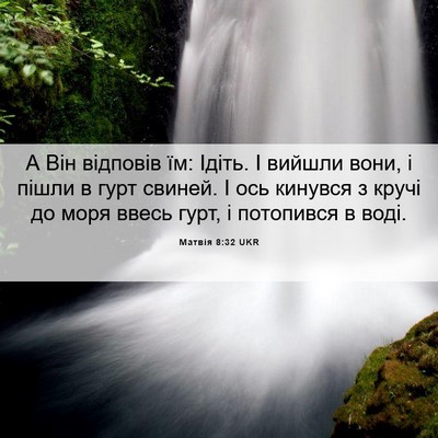Picture 06 - Матвія 8:32 UKR - А Він відповів їм: Ідіть. І - Bible Verse Picture