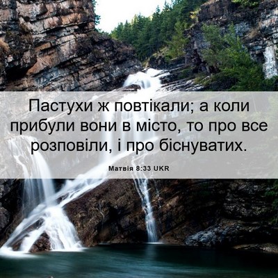 Picture 06 - Матвія 8:33 UKR - Пастухи ж повтікали; а коли - Bible Verse Picture