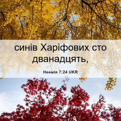 Picture 06 - Неемія 7:24 UKR - синів Харіфових сто - Bible Verse Picture