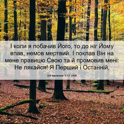 Picture 06 - Об'явлення 1:17 UKR - І коли я побачив Його, то до - Bible Verse Picture