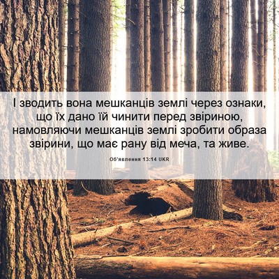 Picture 06 - Об'явлення 13:14 UKR - І зводить вона мешканців - Bible Verse Picture