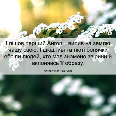 Picture 06 - Об'явлення 16:2 UKR - І пішов перший Ангол, і - Bible Verse Picture