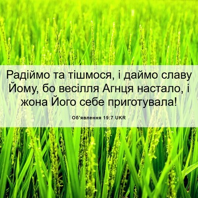 Picture 06 - Об'явлення 19:7 UKR - Радіймо та тішмося, і даймо - Bible Verse Picture