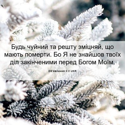 Picture 06 - Об'явлення 3:2 UKR - Будь чуйний та решту - Bible Verse Picture