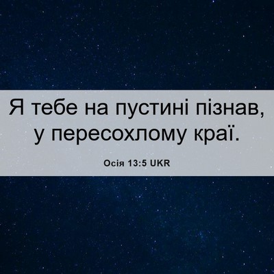 Picture 06 - Осія 13:5 UKR - Я тебе на пустині пізнав, у - Bible Verse Picture