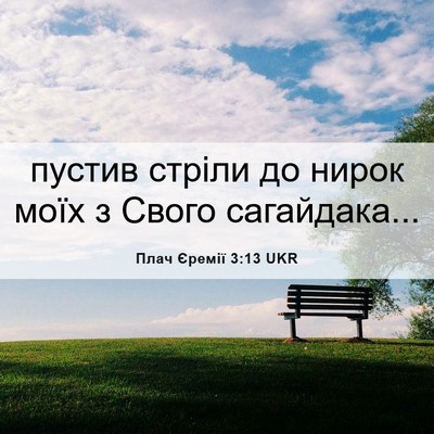 Picture 06 - Плач Єремії 3:13 UKR - пустив стріли до нирок - Bible Verse Picture